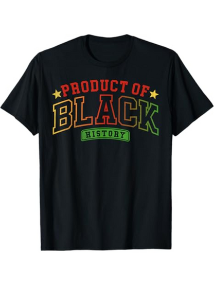 Men's Graphic T-Shirt Product Of Black History Bold Lettering With Colorful Star Accents Statement