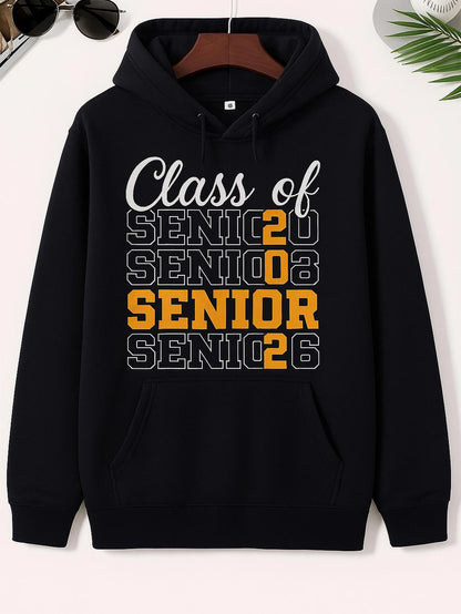 Men's Graphic Hoodie Class Of Senior Lettering With Vintage Year Numbers Sweatshirt