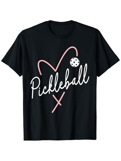 Men's Graphic T-Shirt Pickleball Heart Outline With Paddle And Sport Ball