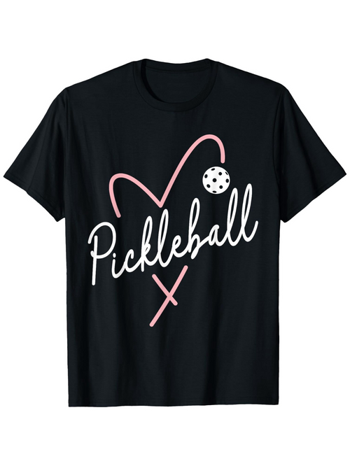 Men's Graphic T-Shirt Pickleball Heart Outline With Paddle And Sport Ball