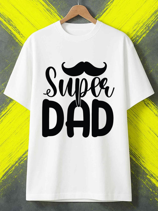 Men's Graphic T-Shirt Super Dad Black Moustache Graphic Surrounding Handwritten Typography T Shirt