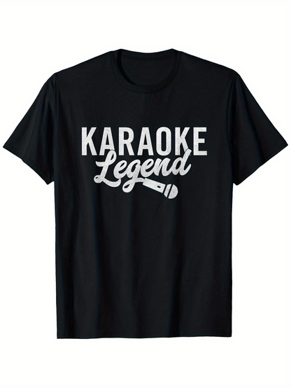 Men's Graphic T-Shirt Karaoke Legend With Stylized Microphone And Bold Lettering Shirt