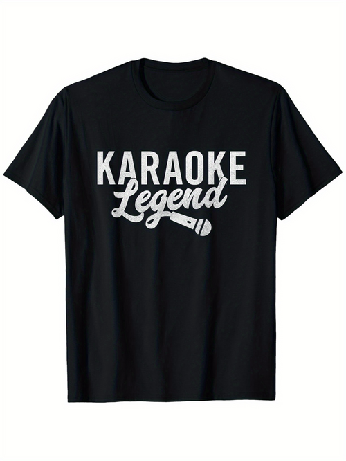 Men's Graphic T-Shirt Karaoke Legend With Stylized Microphone And Bold Lettering Shirt