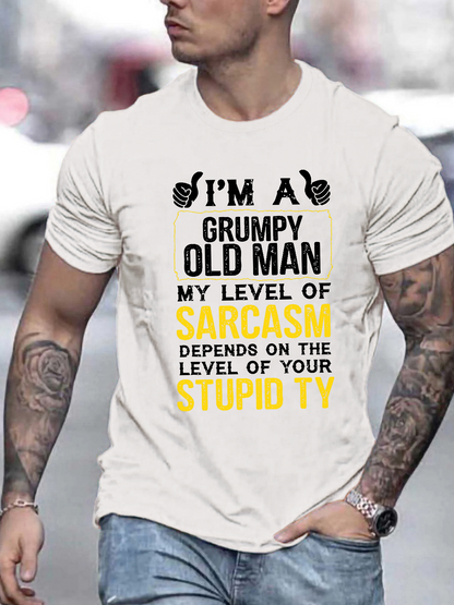 Men's Graphic T-Shirt Funny Statement Typography With Highlighted Yellow Bold Words On Sarcasm T Shirt