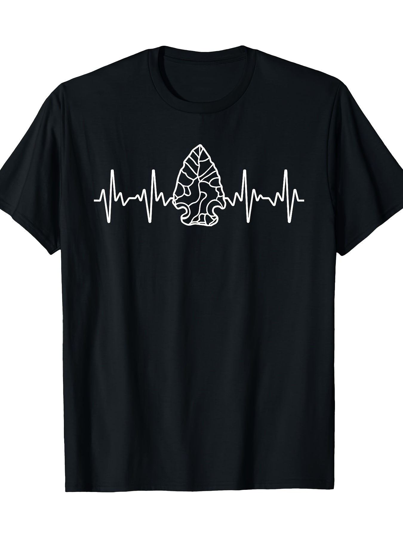 Men's Graphic T-Shirt Heartbeat Line With Ancient Arrowhead Symbol Among Pulse Waves