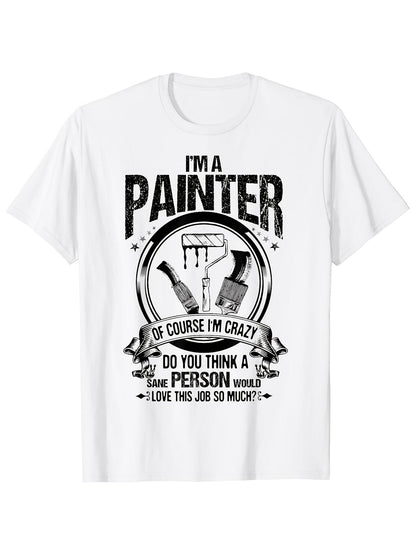 Men's Graphic T-Shirt Im A Painter With Brushes Surrounded By Banners Splash Effects Circle