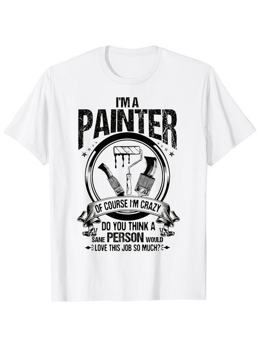 Men's Graphic T-Shirt Im A Painter With Brushes Surrounded By Banners Splash Effects Circle