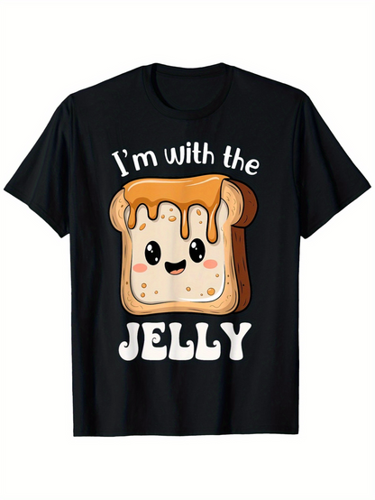 Men's Graphic T-Shirt Im With The Jelly Happy Toast With Dripping Peanut Butter Cute Face