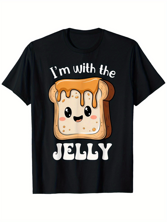 Men's Graphic T-Shirt Im With The Jelly Happy Toast With Dripping Peanut Butter Cute Face