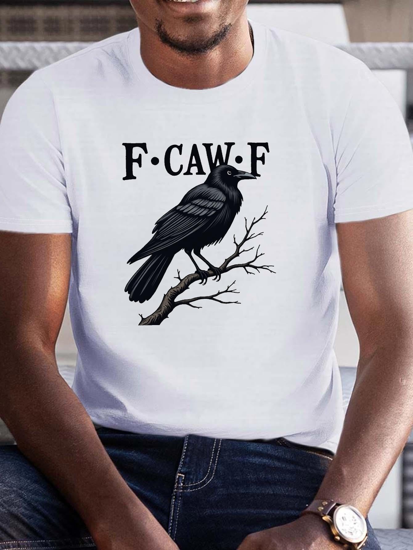 Men's Graphic T-Shirt FCawF With Black Raven Perched On Bare Branch