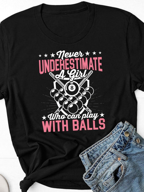 Men's Graphic T-Shirt Never Underestimate A Girl With Pool Balls And Sticks Graphic