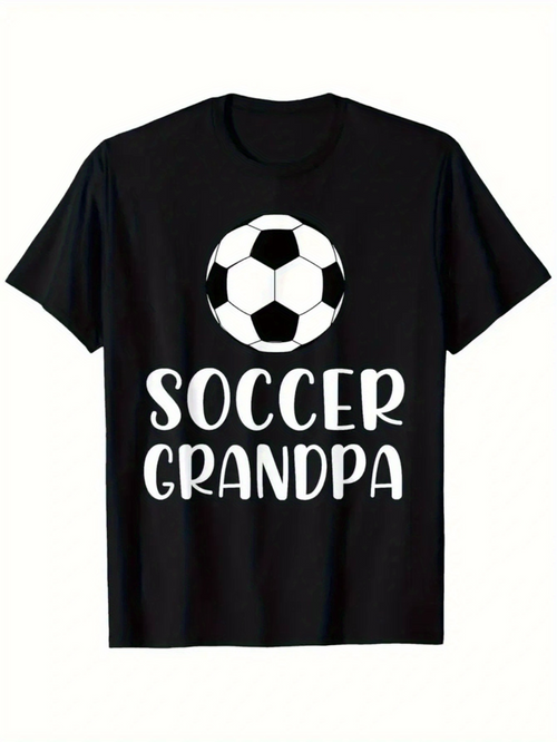 Men's Graphic T-Shirt Soccer Grandpa Classic Black And White Ball Over Lettering T Shirt