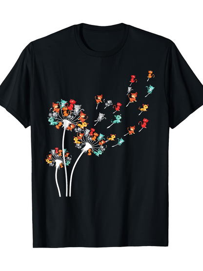 Men's Graphic T-Shirt Colorful Petals Flowing In The Wind Creating Whimsical Dandelion Shape