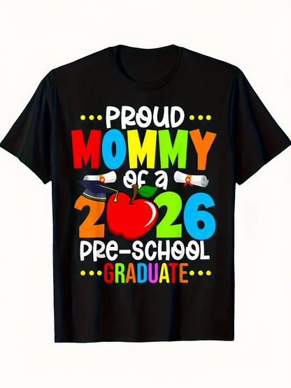 Men's Graphic T-Shirt Proud Mommy Graduate Of Preschool Colorful Apple Design T Shirt