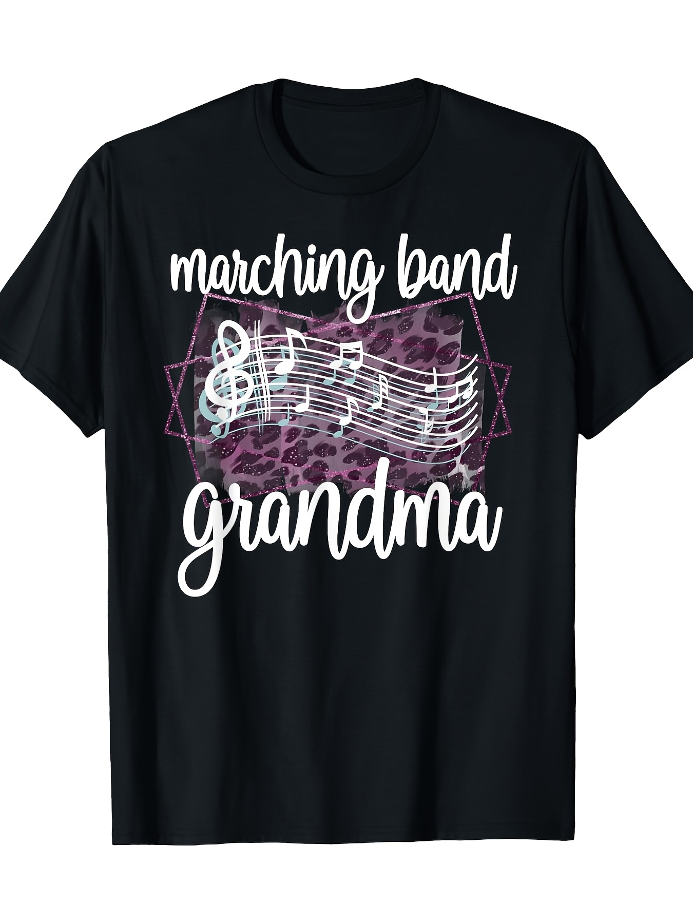 Men's Graphic T-Shirt Marching Band Grandma With Musical Notes On Abstract Pattern T Shirt