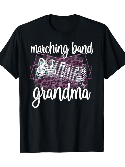 Men's Graphic T-Shirt Marching Band Grandma With Musical Notes On Abstract Pattern T Shirt