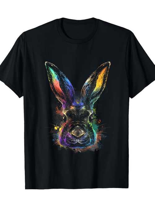 Men's Graphic T-Shirt Radiant Neon Glow With Electric Lights And Vibrant Shining Colors Rabbit