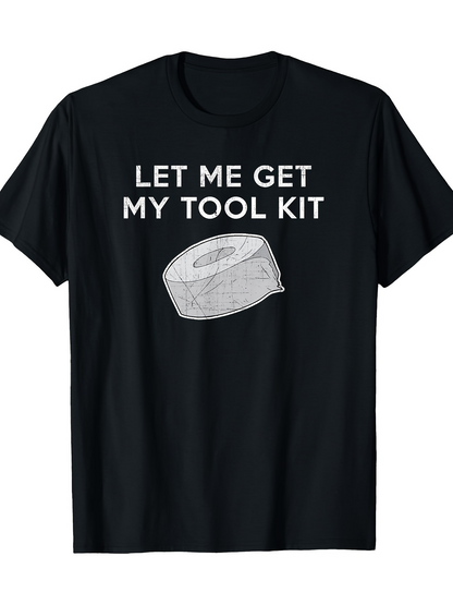 Men's Graphic T-Shirt Let Me Get My Tool Kit Hand Drawn Roll Of Duct Tape On Black Fabric
