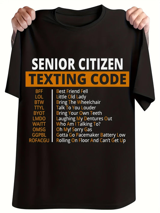 Men's Graphic T-Shirt Senior Citizen Texting Code Acronyms And Humorous Definitions Chart