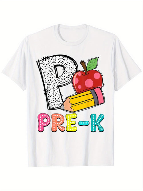 Men's Graphic T-Shirt PRE K Polka Dots With Apple And Bright Colorful Pencil