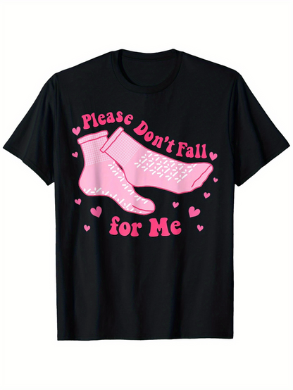 Men's Graphic T-Shirt Please Dont Fall For Me Pink Socks And Playful Hearts T Shirt