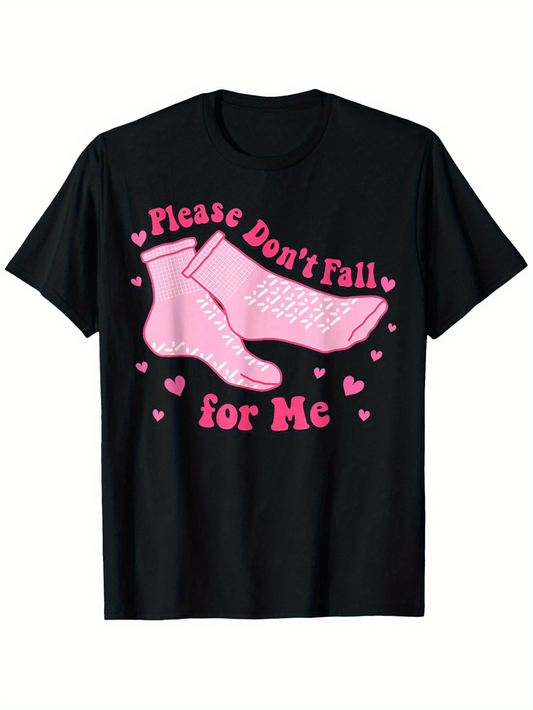 Men's Graphic T-Shirt Please Dont Fall For Me Pink Socks And Playful Hearts T Shirt