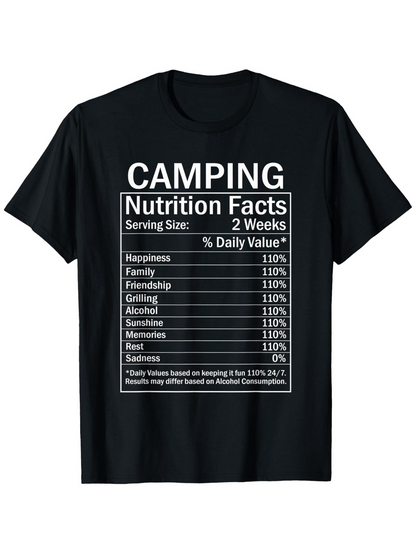 Men's Graphic T-Shirt Camping Nutrition Facts Chart With Fun Summertime Mood Outdoors Table