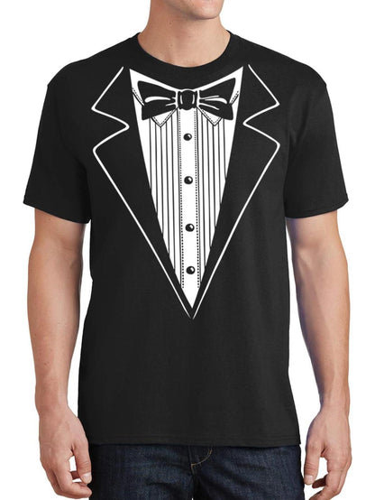 Men's Graphic T-Shirt Classic Tuxedo Graphic With Bow Tie And Button Detailing Shirt