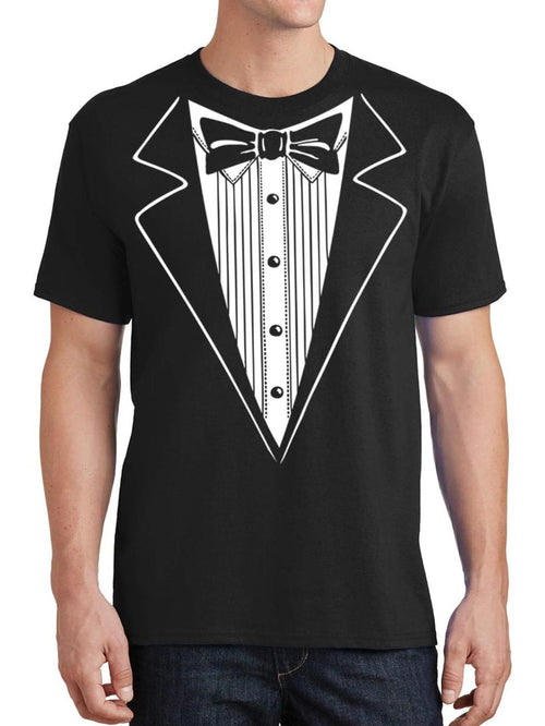 Men's Graphic T-Shirt Classic Tuxedo Graphic With Bow Tie And Button Detailing Shirt