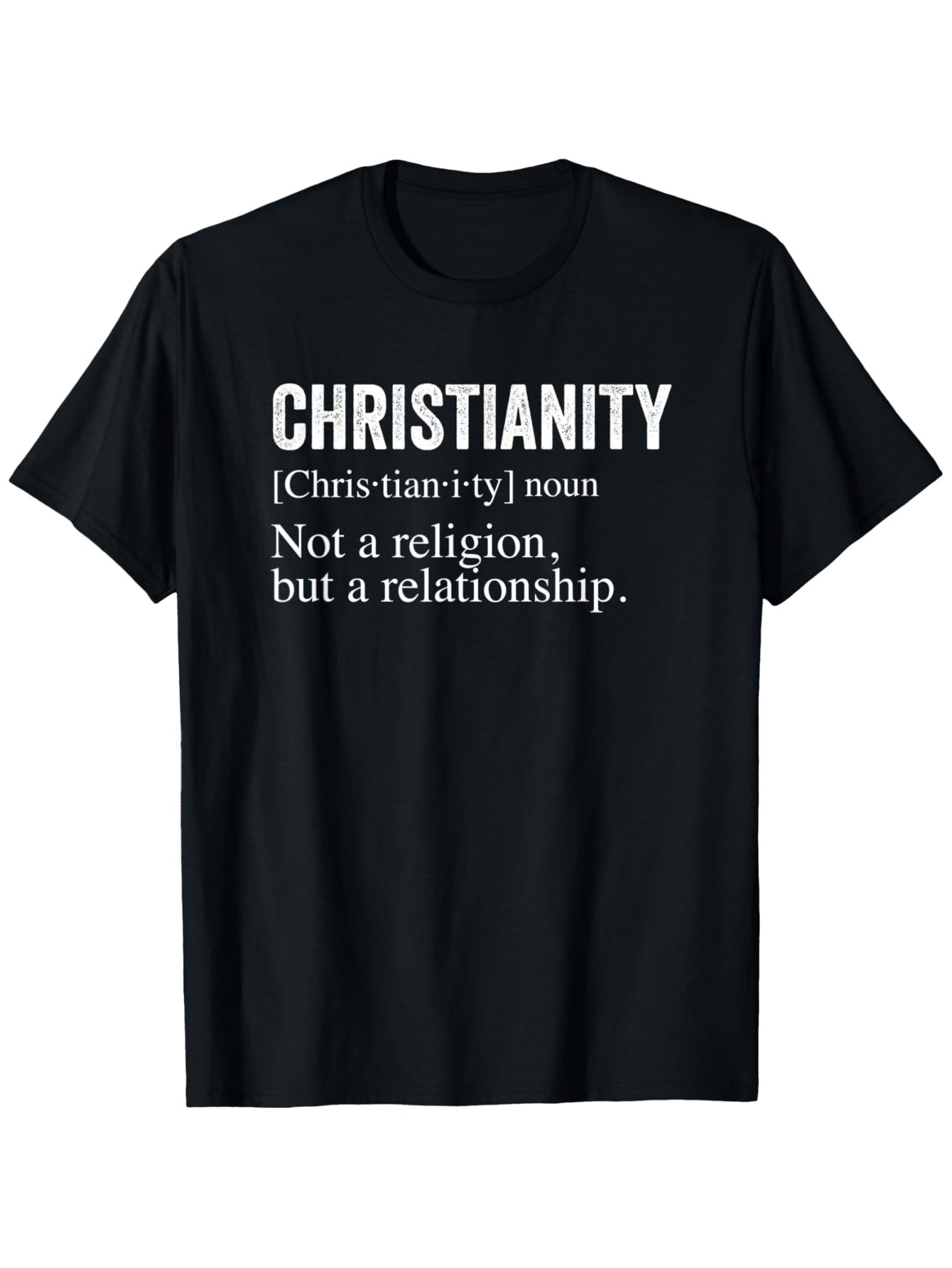 Men's Graphic T-Shirt Christianity Not A Religion But A Relationship Black Shirt With Bold Statement Text