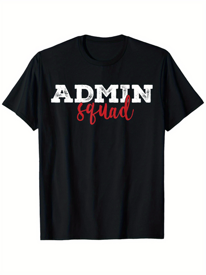 Men's Graphic T-Shirt Admin Squad With Contrasting Lettering On Simple Cotton Shirt