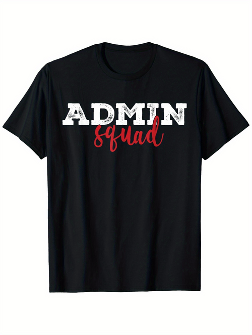 Men's Graphic T-Shirt Admin Squad With Contrasting Lettering On Simple Cotton Shirt