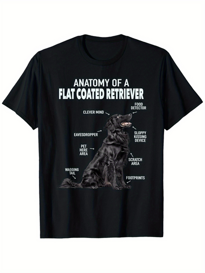 Men's Graphic T-Shirt Anatomy Of A Flat Coated Retriever Detailed Labeled Parts With Black Dog