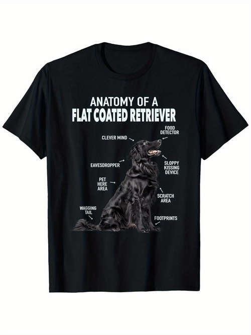 Men's Graphic T-Shirt Anatomy Of A Flat Coated Retriever Detailed Labeled Parts With Black Dog