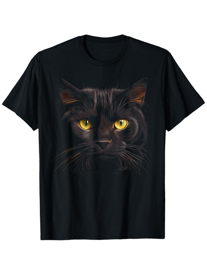 Men's Graphic T-Shirt Midnight Shadows And Glowing Eyes Cat Portrait