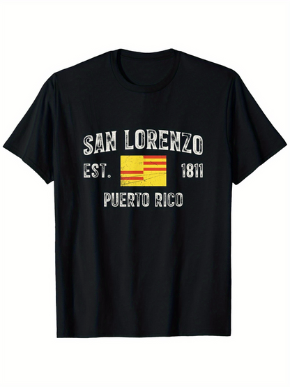 Men's Graphic T-Shirt San Lorenzo Est 1811 Puerto Rico With Retro Flag Graphic T Shirt