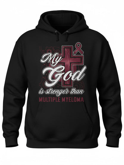 Men's Graphic Hoodie My God Is Stronger Than Multiple Myeloma With Ribbon And Cross