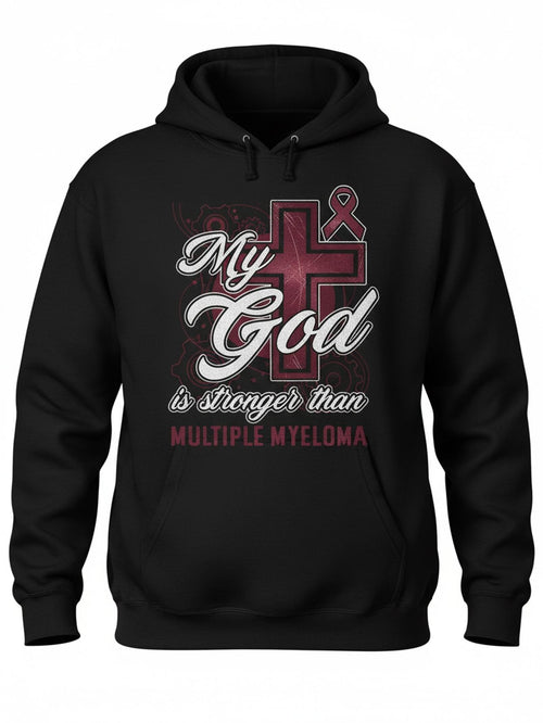 Men's Graphic Hoodie My God Is Stronger Than Multiple Myeloma With Ribbon And Cross