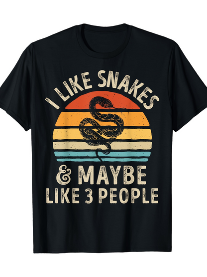 Men's Graphic T-Shirt I Like Snakes And Maybe Like Three People Sunset Snake