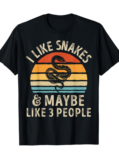 Men's Graphic T-Shirt I Like Snakes And Maybe Like Three People Sunset Snake