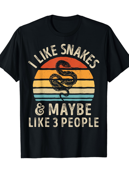 Men's Graphic T-Shirt I Like Snakes And Maybe Like Three People Sunset Snake