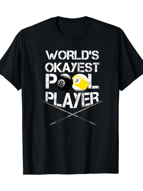 Men's Graphic T-Shirt Worlds Okayest Player With Pool Balls And Cue Sticks