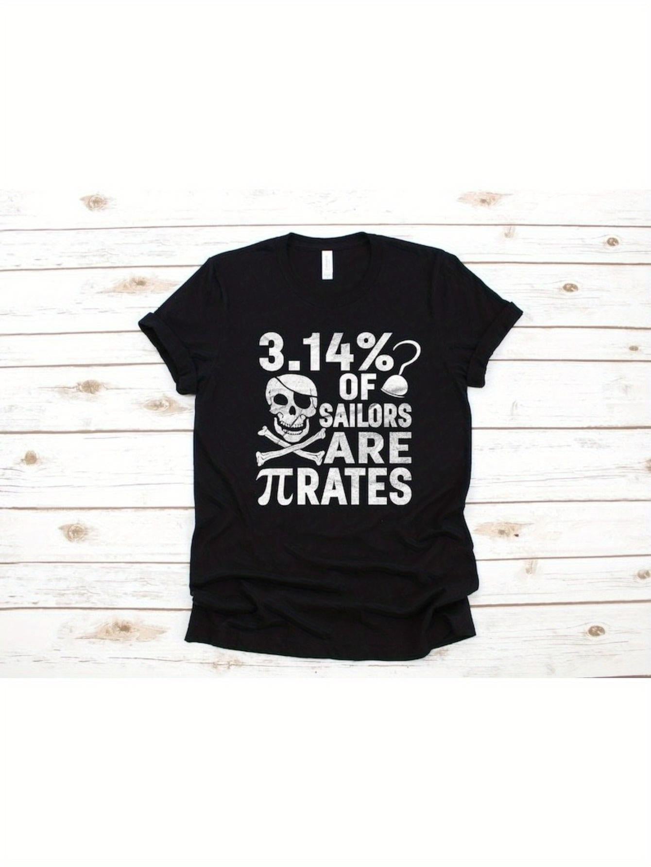 Men's Graphic T-Shirt Pi Percentage Joke With Skull Crossbones Nautical Pirates Theme