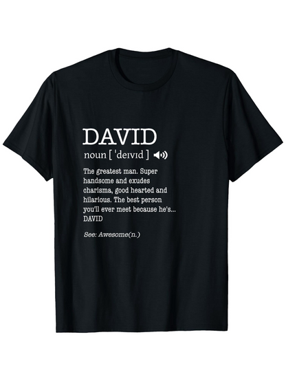Men's Graphic T-Shirt DAVID Definition Inspired Playful Typography With Dictionary Style Text Layout
