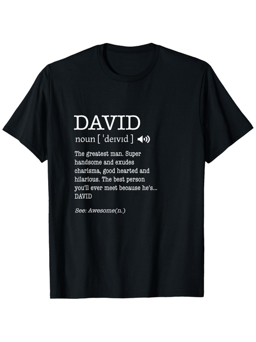 Men's Graphic T-Shirt DAVID Definition Inspired Playful Typography With Dictionary Style Text Layout