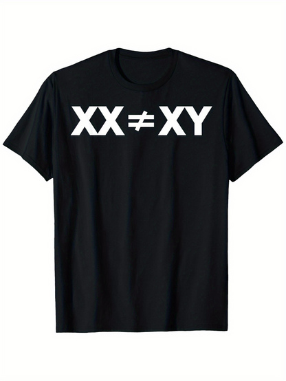 Men's Graphic T-Shirt Bold White Letters Among Solid Black Cotton Fabric Shirt