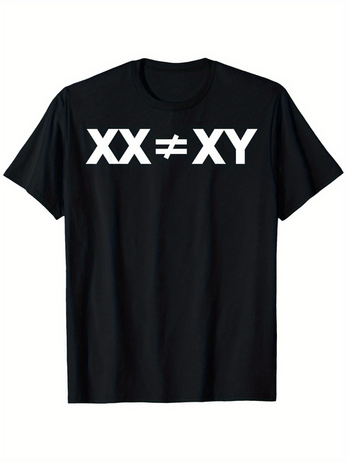 Men's Graphic T-Shirt Bold White Letters Among Solid Black Cotton Fabric Shirt