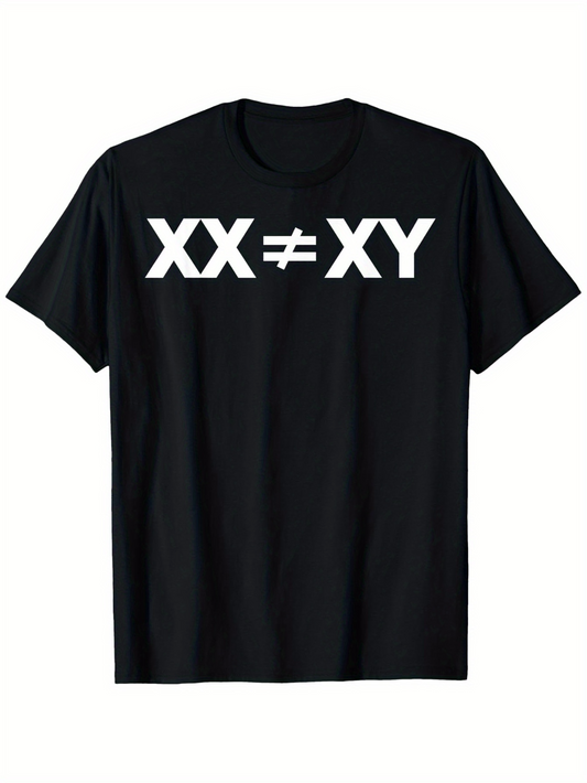 Men's Graphic T-Shirt Bold White Letters Among Solid Black Cotton Fabric Shirt