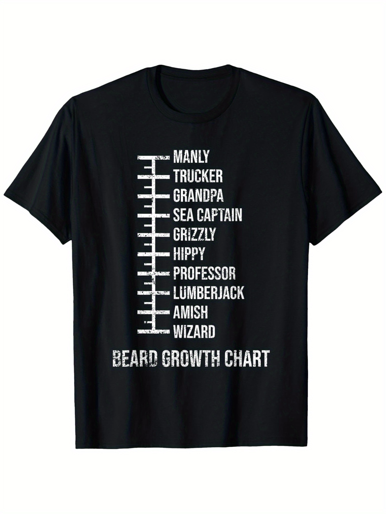 Men's Graphic T-Shirt Beard Growth Chart With Bold White Horizontal Text Lines T Shirt