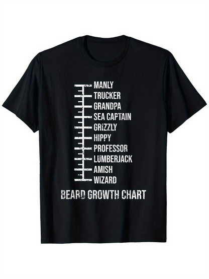 Men's Graphic T-Shirt Beard Growth Chart With Bold White Horizontal Text Lines T Shirt